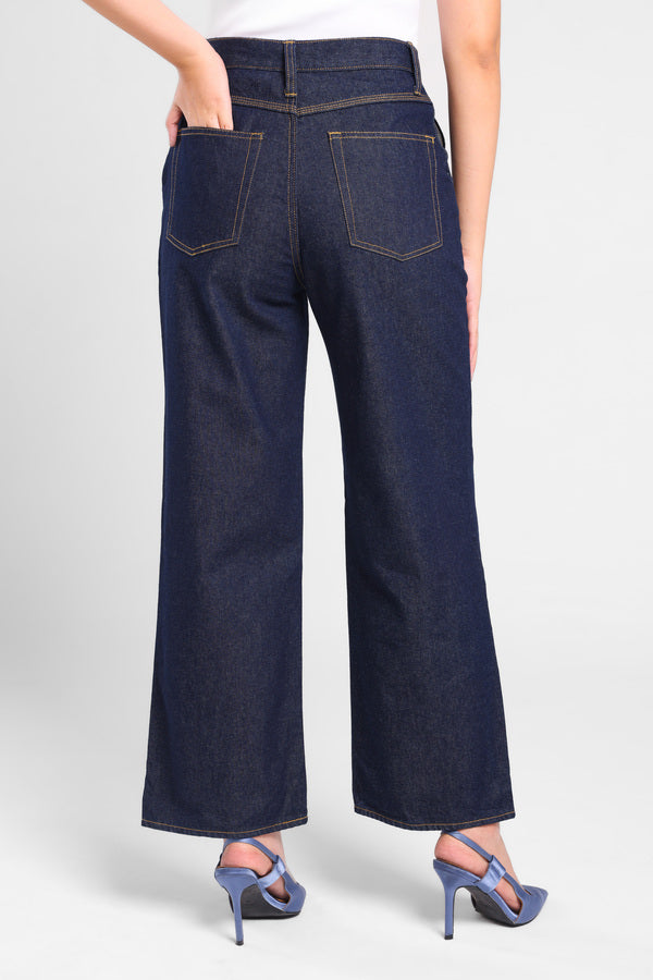 Butterfly Denim Pants in Blue Dark