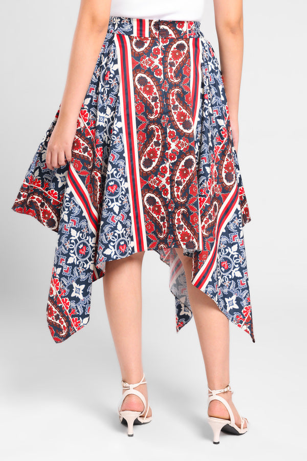 Butterfly Flowy Iconiq Skirt in Navy