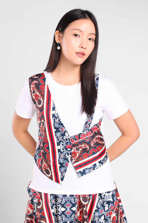Iconiq Satin Print T-Vest in White
