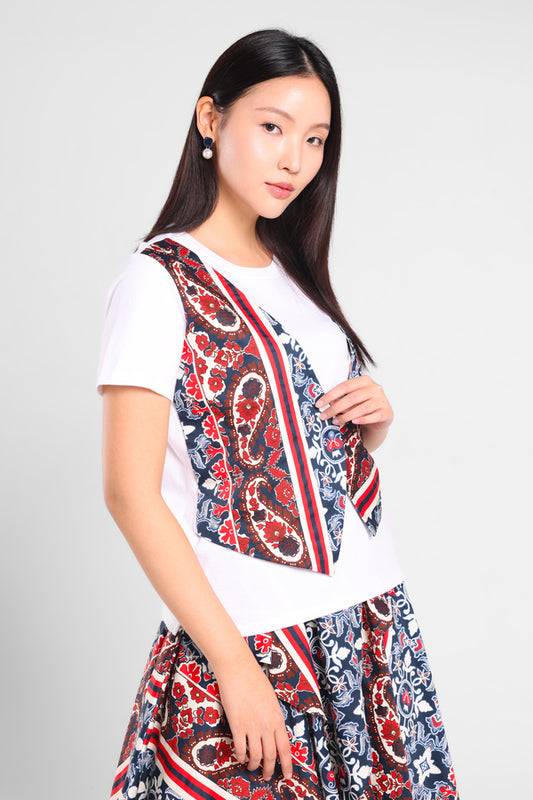 Iconiq Satin Print T-Vest in White