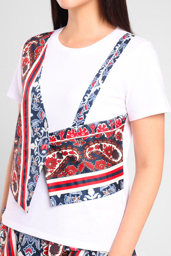 Iconiq Satin Print T-Vest in White