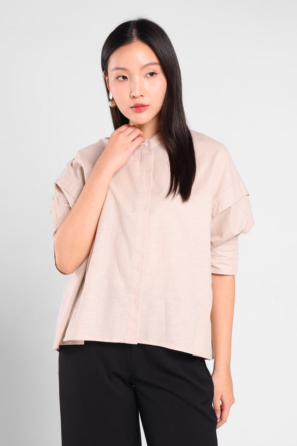 Merry Comfortable Oversize Shirt in Beige