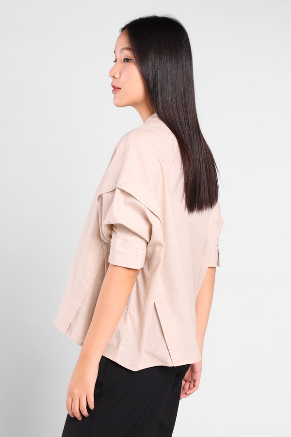 Merry Comfortable Oversize Shirt in Beige