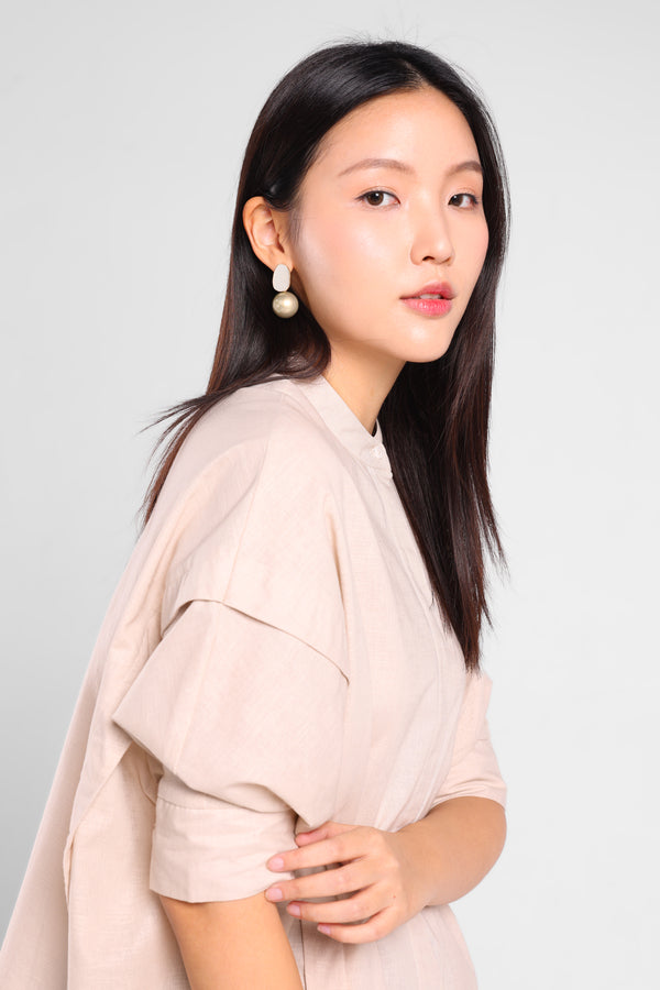 Merry Comfortable Oversize Shirt in Beige