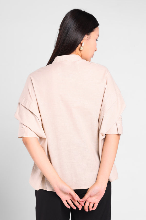 Merry Comfortable Oversize Shirt in Beige
