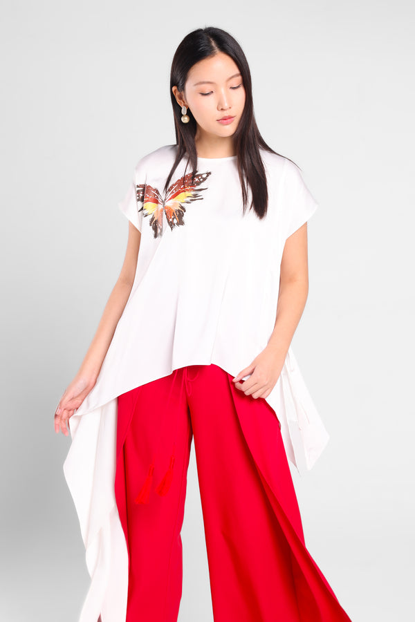 Butterfly Hatches Asymmetry Top in White