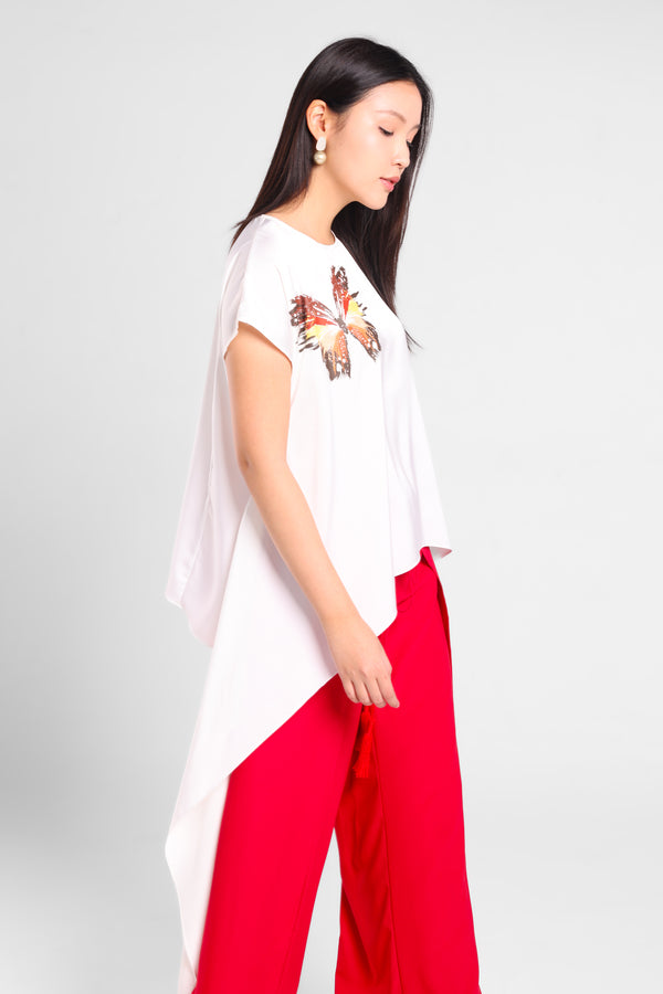 Butterfly Hatches Asymmetry Top in White
