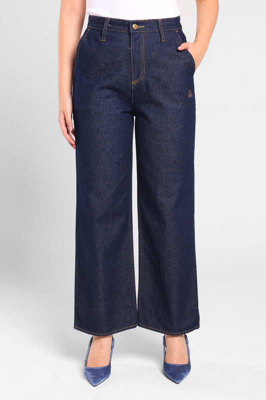 Butterfly Denim Pants in Blue Dark