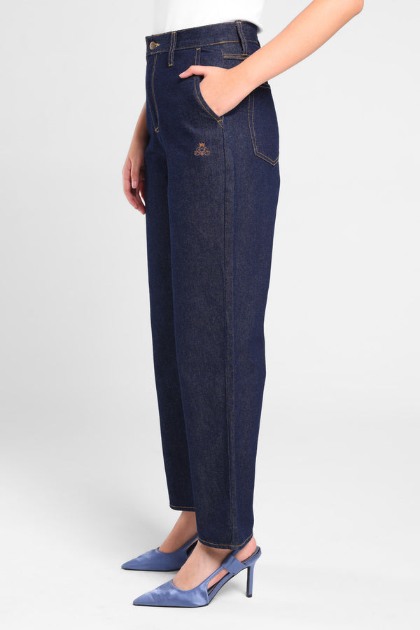 Butterfly Denim Pants in Blue Dark