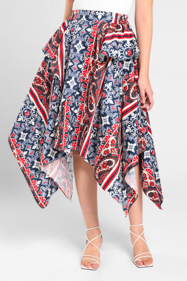 Butterfly Flowy Iconiq Skirt in Navy