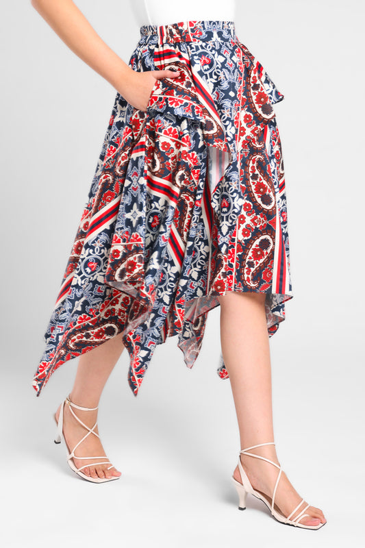 Butterfly Flowy Iconiq Skirt in Navy