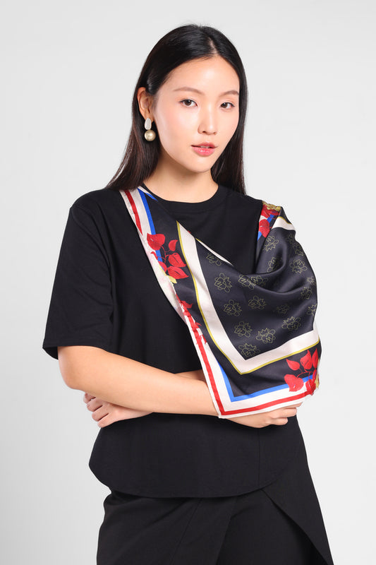 Halfway Tee With Satin Scarf in Black