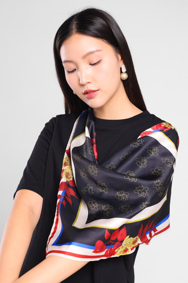 Halfway Tee With Satin Scarf in Black