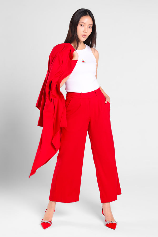 Iconiq Round Neck Rib Top in White