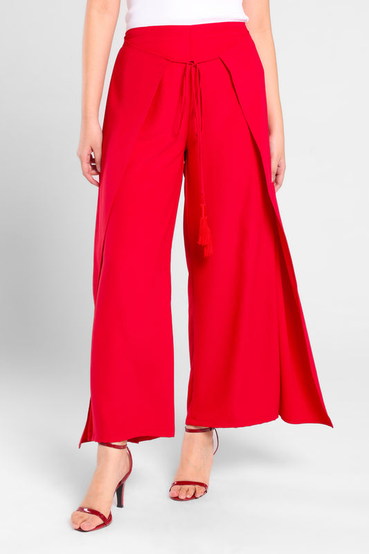 Kindle Wide Leg Flowy Pants in Red