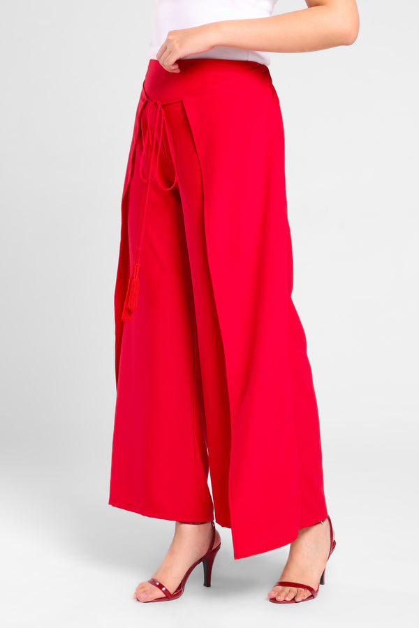 Kindle Wide Leg Flowy Pants in Red