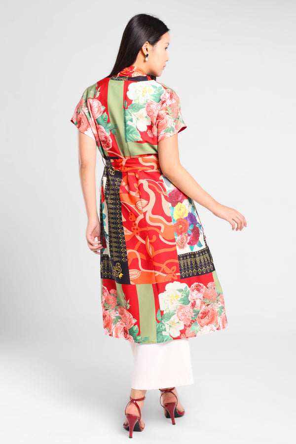 Light Up Outer Floral Kimono in Red