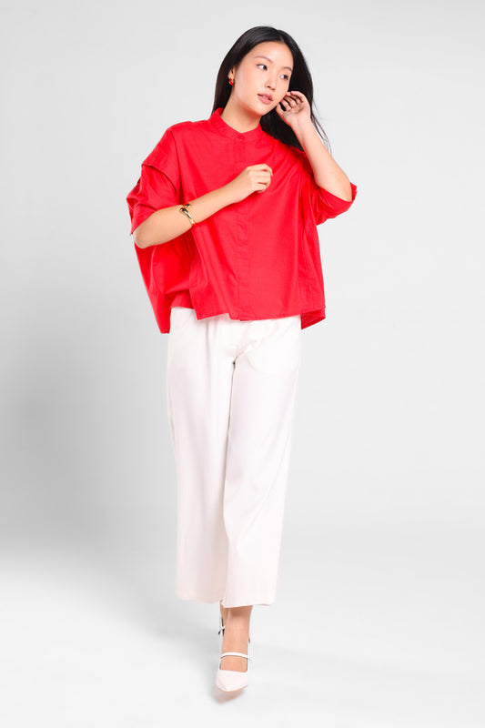 Merry Comfortable Oversize Shirt in Red
