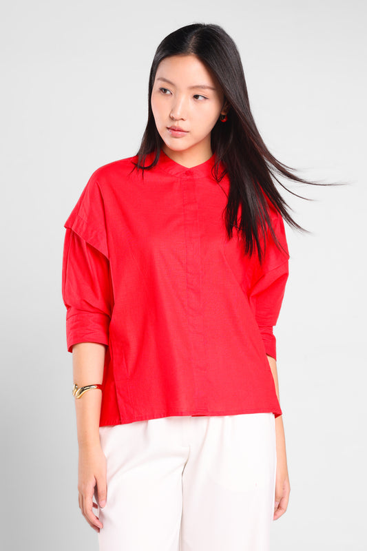 Merry Comfortable Oversize Shirt in Red
