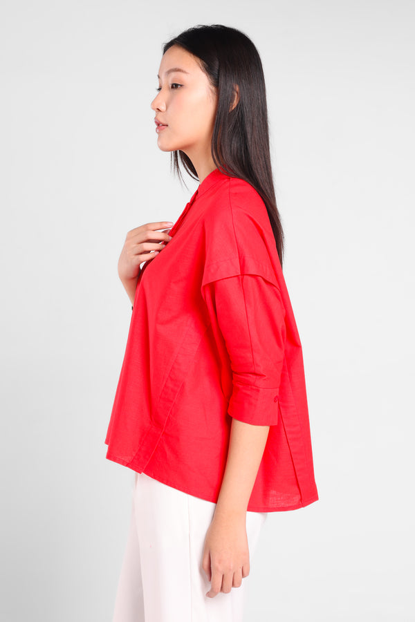 Merry Comfortable Oversize Shirt in Red