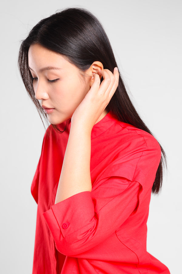 Merry Comfortable Oversize Shirt in Red