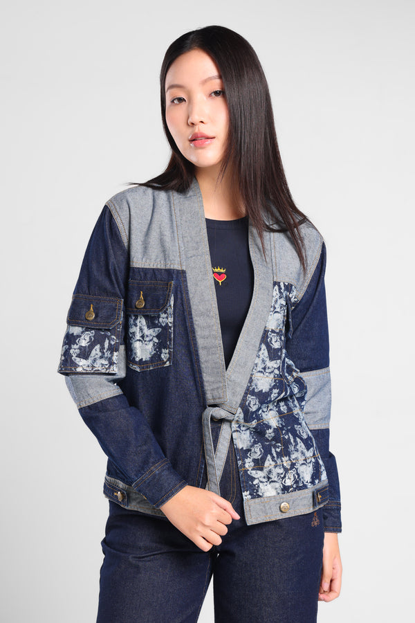Patchwork Butterfly Jacket in Blue Dark