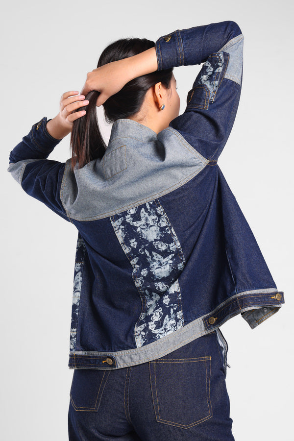 Patchwork Butterfly Jacket in Blue Dark